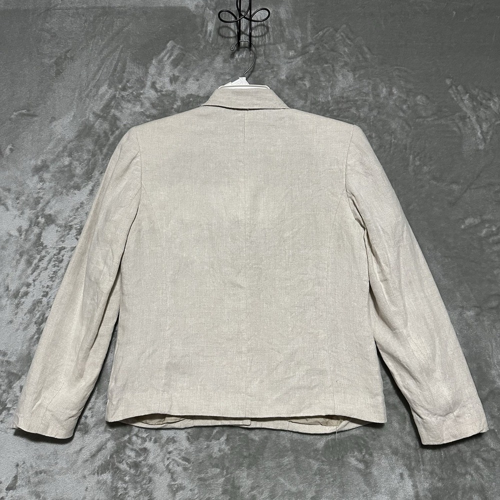 Vintage Talbots Petites 100% Irish Linen Blazer Jacket Womens 4P Ivory Old Money - Picture 5 of 10